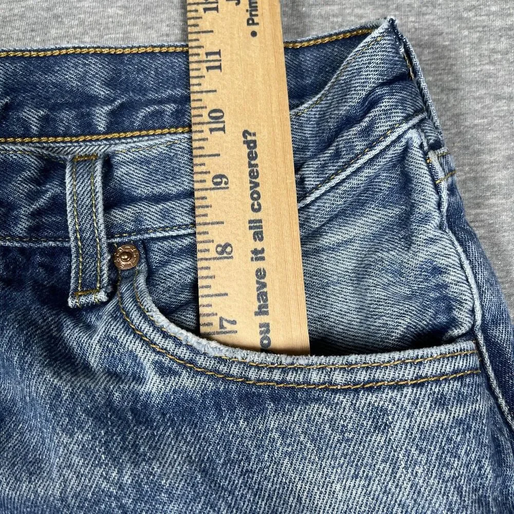 Levi's 501 Jeans Mens 32x30 Blue Wash Straight Button Fly Distressed